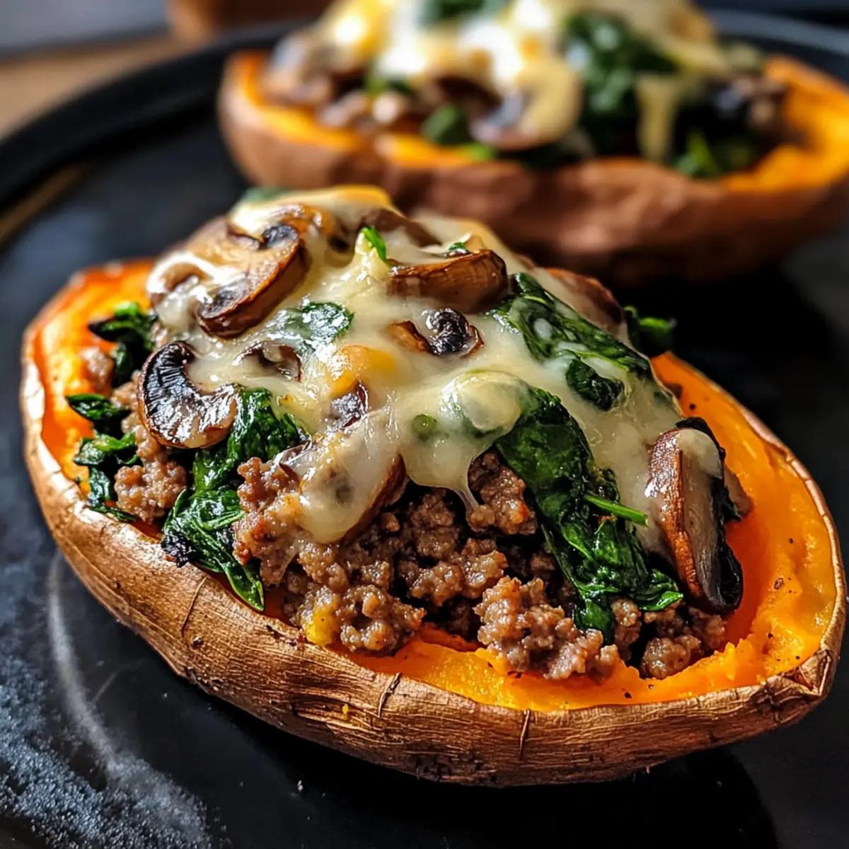 Unglaubliche GefA¼llte SA¼Akartoffeln mit Beef Champignons Spinat hlekno